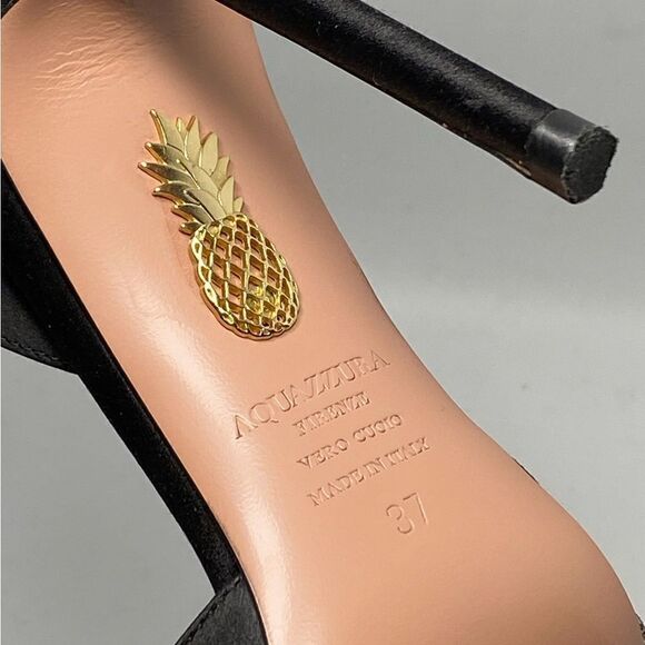 Aquazzura Gatsby Crystal-Embellished Satin Pumps size 37 - Picture 14 of 14